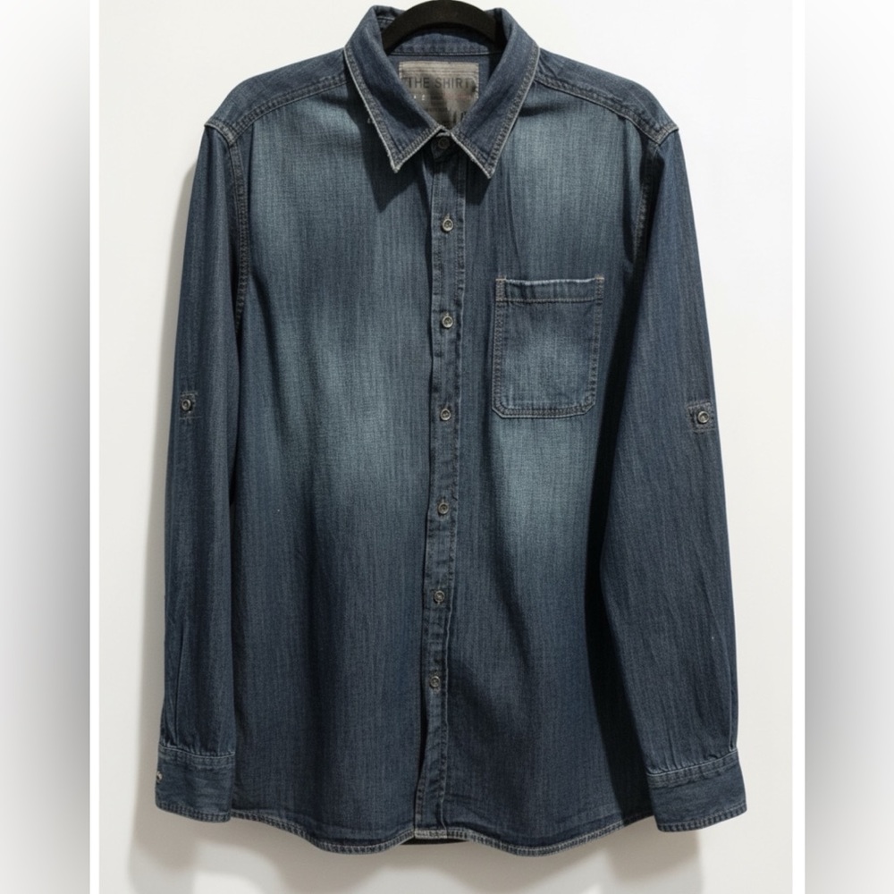 Joe’s Jeans Men’s Unisex Denim Utility Distressed Button Down THE SHIRT Size L